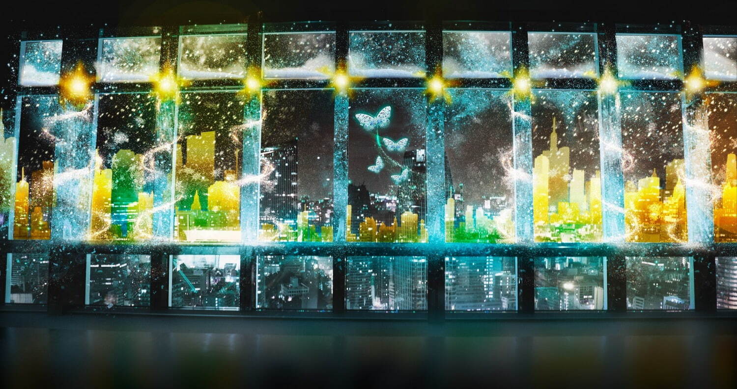 東京タワーの夜景マッピングショー「シティ ライト ファンタジア」蝶たちが魅せる幻想的な氷の世界｜写真1