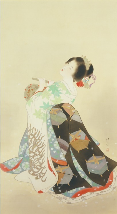 鏑木清方《春宵怨》 1951年 絹本着色 126.0×71.0cm 横浜美術館蔵