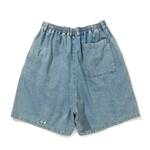 CITY COUNTRY CITY Embroidered Logo Washed Denim Easy Shorts 8oz -light blue 3