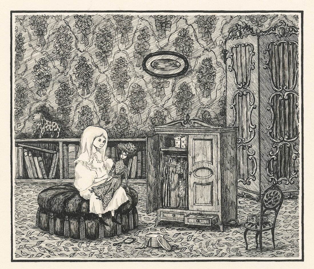 エドワード・ゴーリー 『不幸な子供』原画 1961年 ペン、インク、紙
©2022 The Edward Gorey Charitable Trust