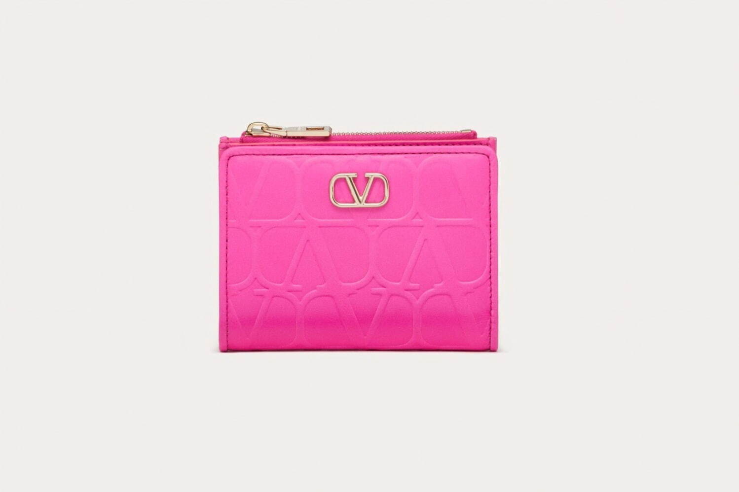 〈ヴァレンティノ ガラヴァーニ〉モノグラム柄×鮮やかピンクの財布