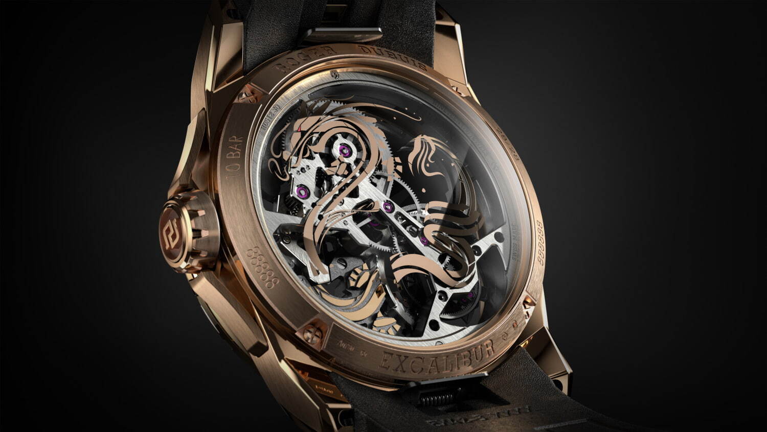 ロジェ・デュブイ“躍動するドラゴン”の限定腕時計、ピンクゴールドケース＆スケルトンムーブメントで｜写真4