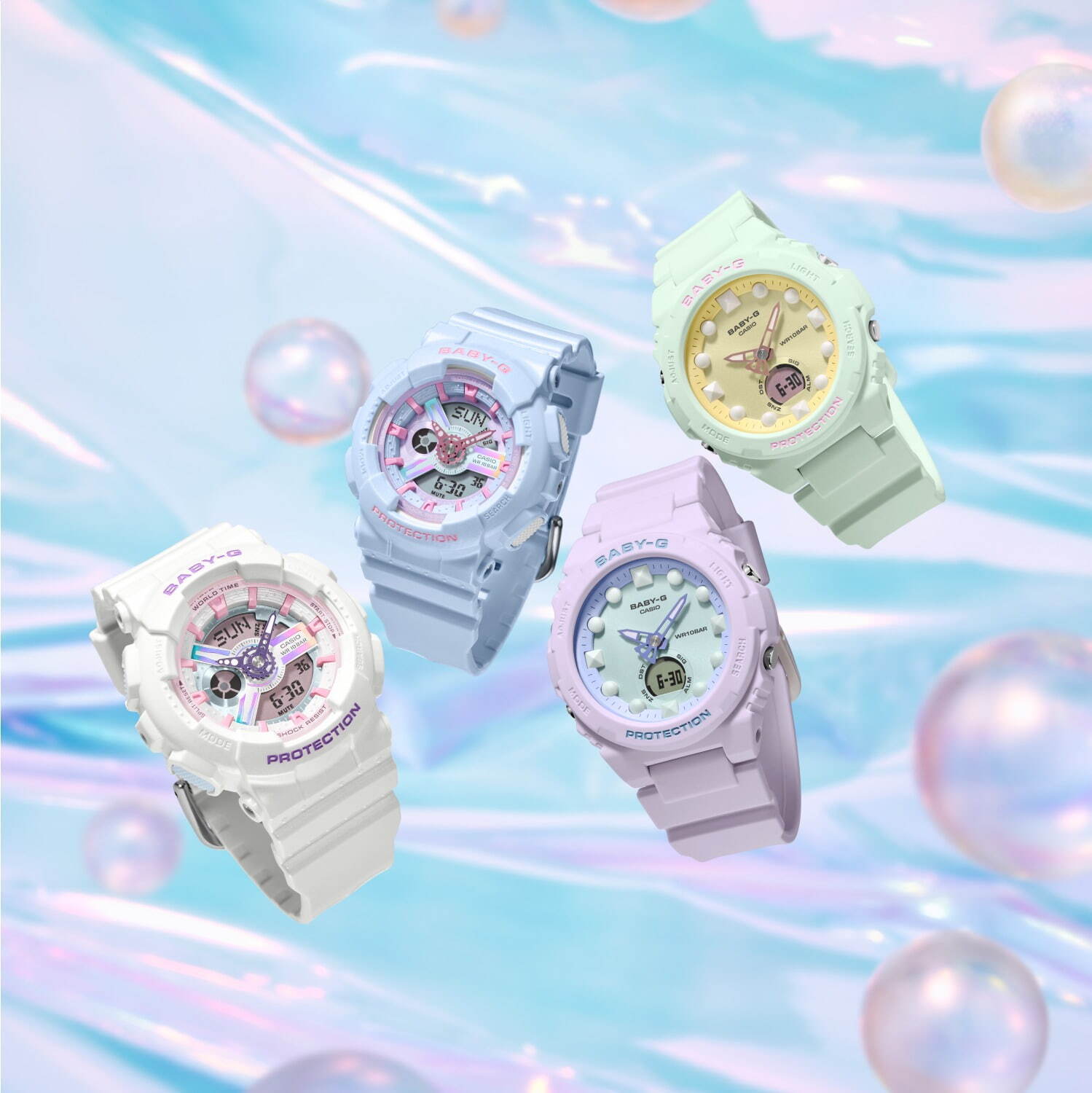 BABY-G“パステルカラー”の腕時計、淡いブルーやグリーンを纏ったケース＆文字板｜写真1