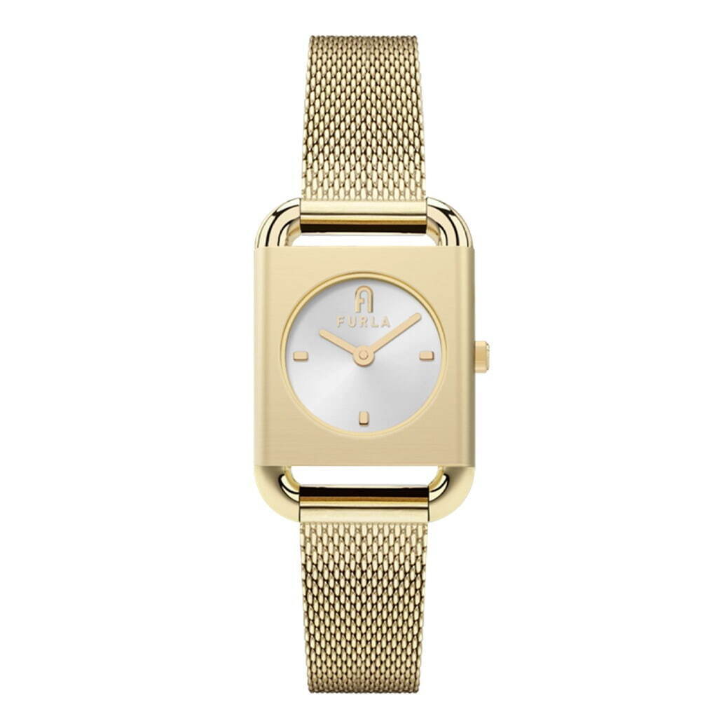 フルラのスクエア型ウィメンズ腕時計、ゴールドメッシュベルト＆イタリア産レザーベルトの2モデル｜写真1