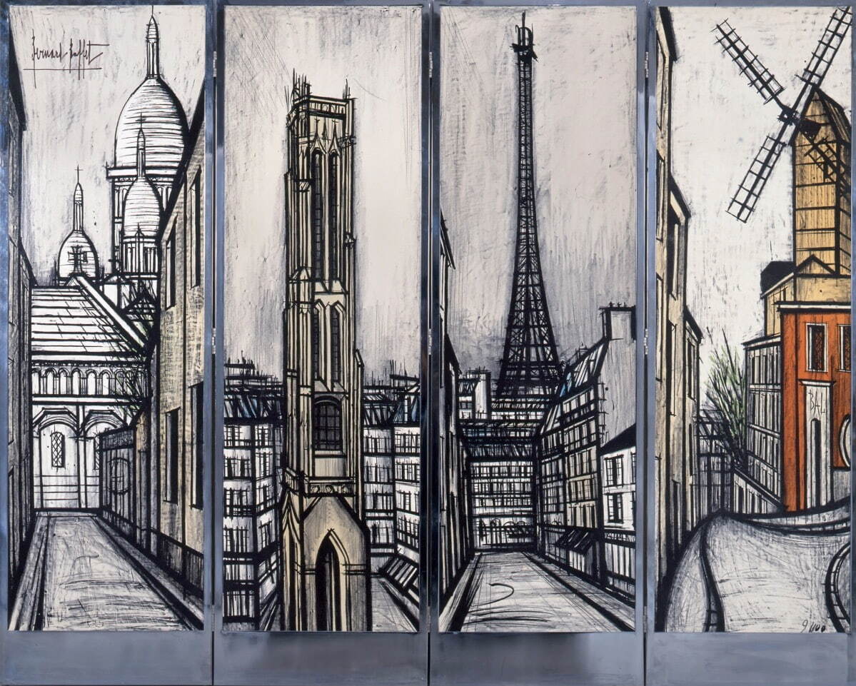 ベルナール・ビュフェ 《パリ屏風》 1967年 リトグラフ