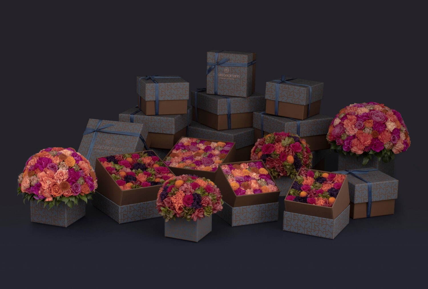 ニコライ バーグマンの秋限定フラワーボックス、紫×オレンジのローズやカーネーション｜写真1