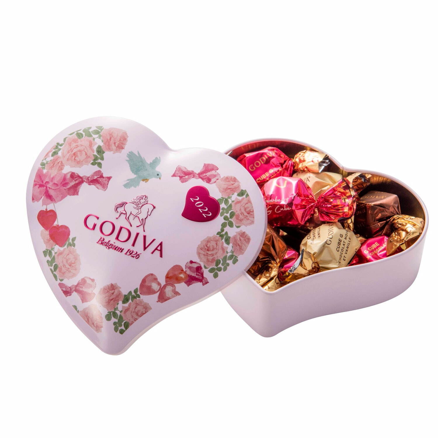 ゴディバのバレンタイン2022"心ときめく"ピンク＆苺の限定チョコレート、青い鳥や煌めくハート缶｜写真17