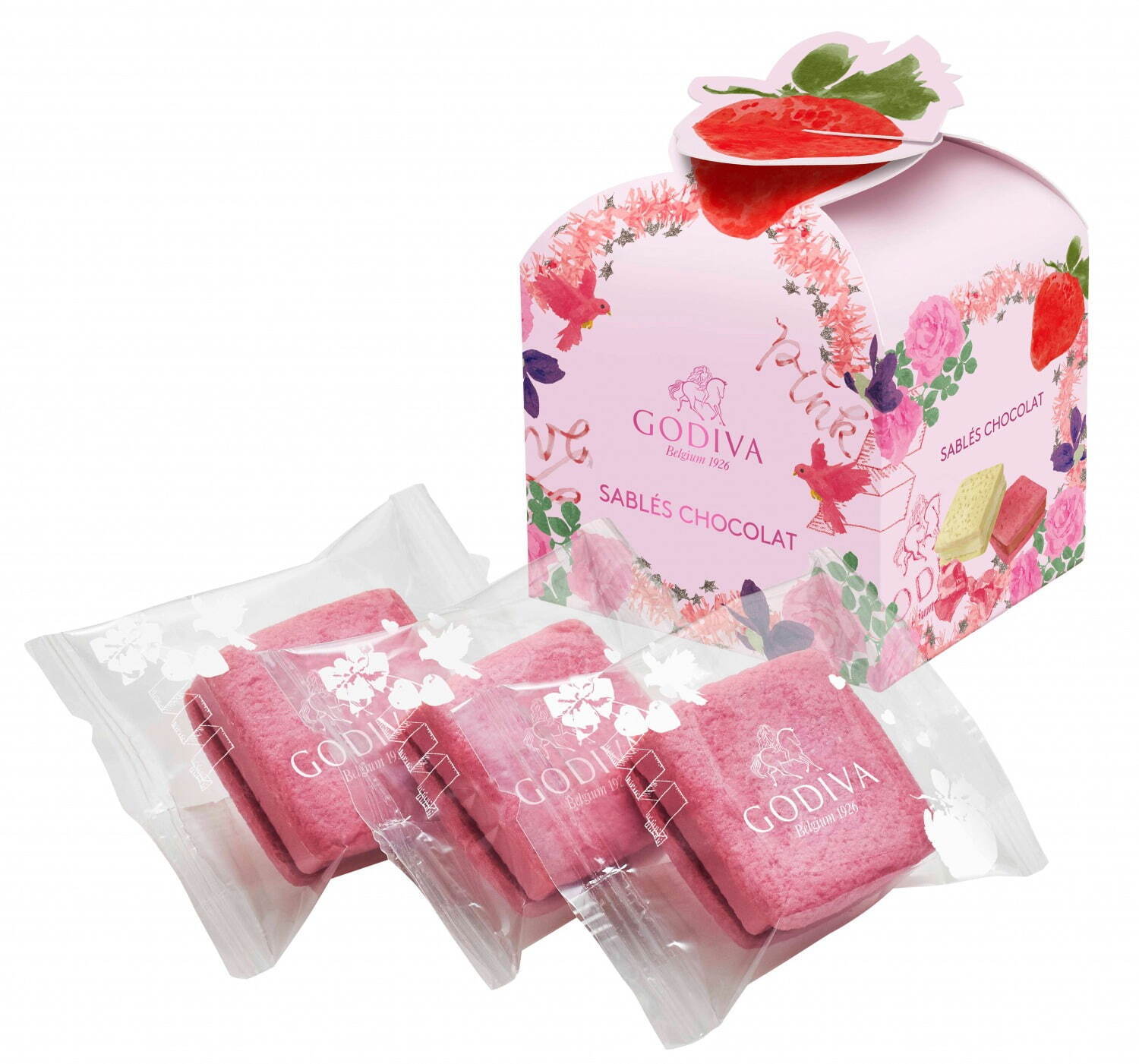 ゴディバのバレンタイン2022"心ときめく"ピンク＆苺の限定チョコレート、青い鳥や煌めくハート缶｜写真42
