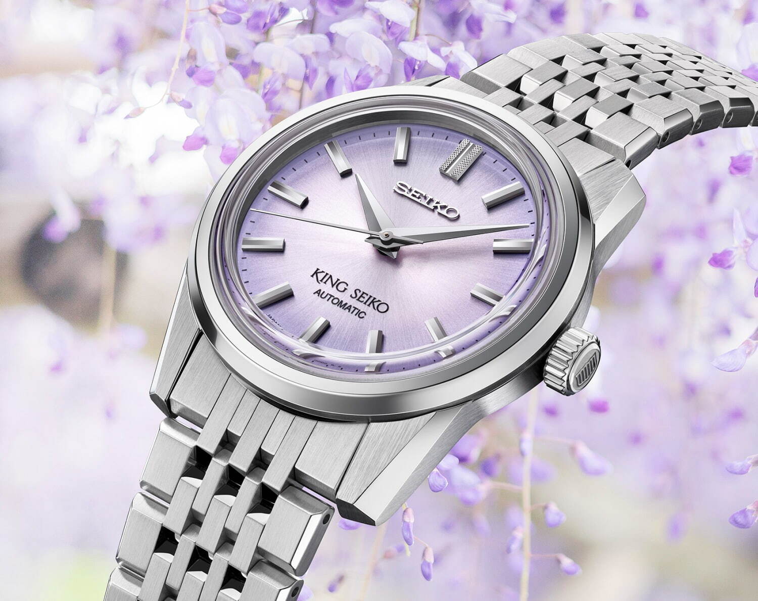 キングセイコー“藤の花”着想の新作腕時計、柔らかな紫グラデーションのダイヤル｜写真1