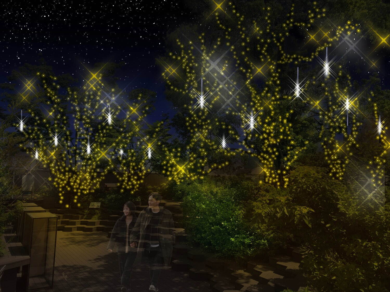 東急プラザ表参道原宿のクリスマスイルミネーション、屋上テラスで“星の降る森”イメージのライトアップ｜写真3