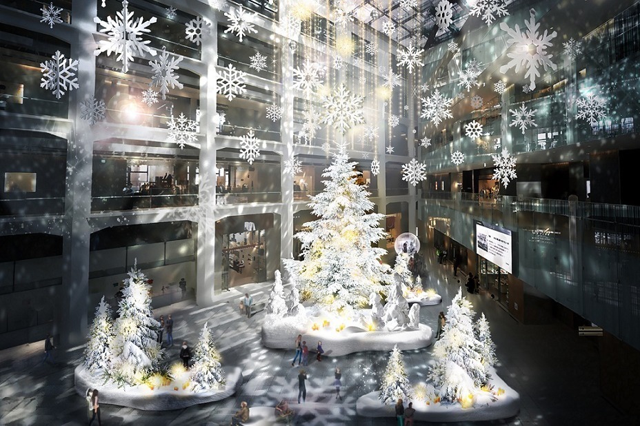 丸の内KITTEのクリスマス2022、雪の結晶が舞うツリー＆“中に入れる”巨大スノードーム｜写真0