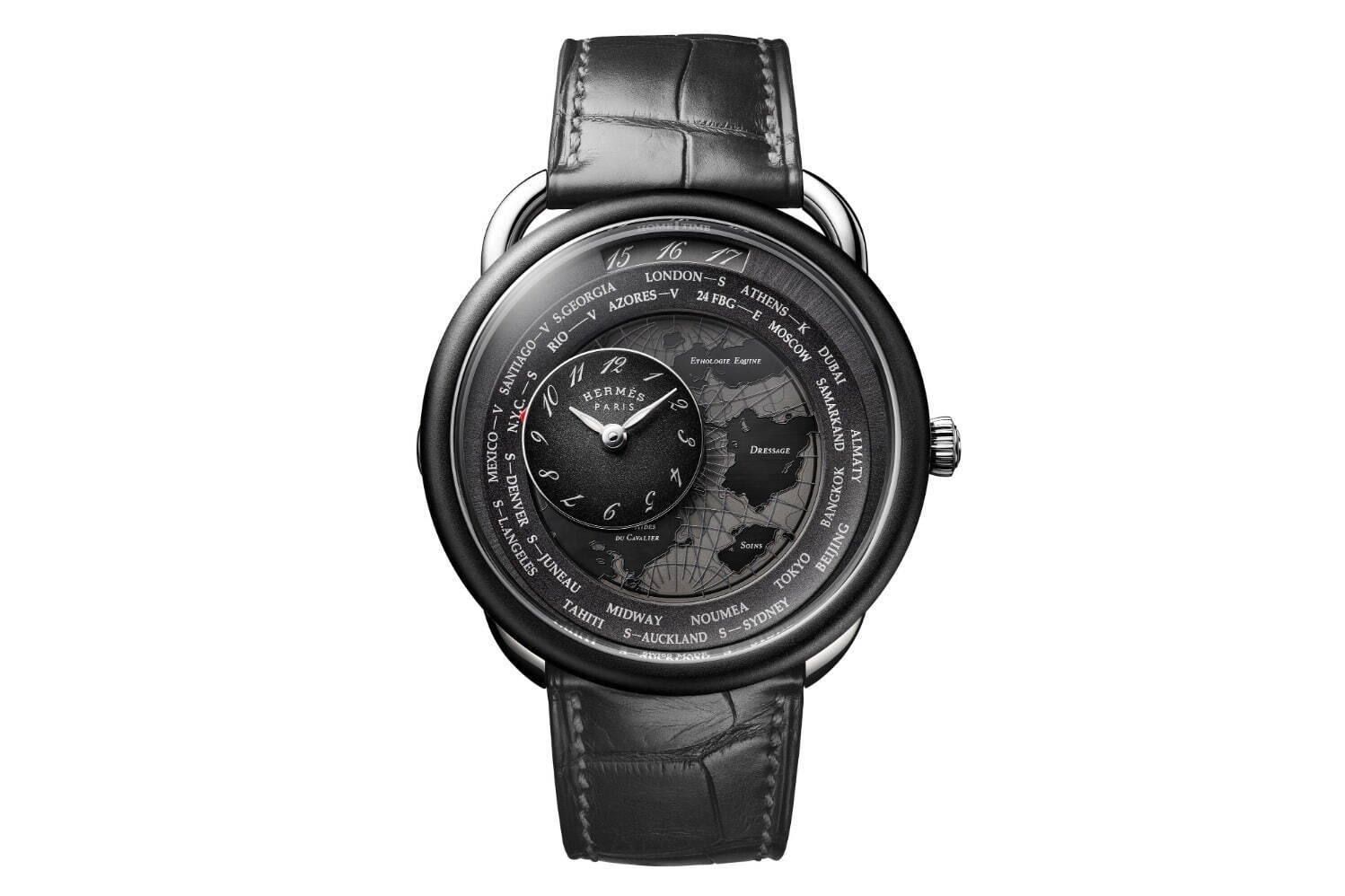 エルメスの腕時計《アルソー》“乗馬の世界地図”を描いた新作ウォッチ、世界24都市のタイムゾーン｜写真2