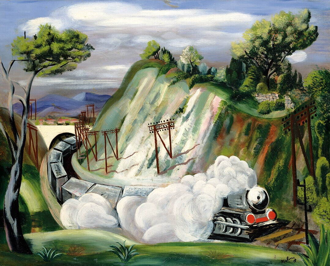 キスリング 《風景、パリ—ニース間の汽車》 1926年
油彩、カンヴァス 80.7×100.2 cm ポーラ美術館